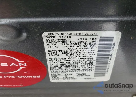 2020 Nissan Rogue S из США, поврежденный, VIN JN8AT2MV6LW124051